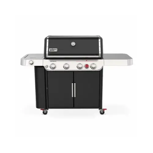 GENESIS E-435 Gas Grill, 48,000 Btu, Liquid Propane, 4-Burner, 646 sq-in Primary Cooking Surface, Steel Body Black