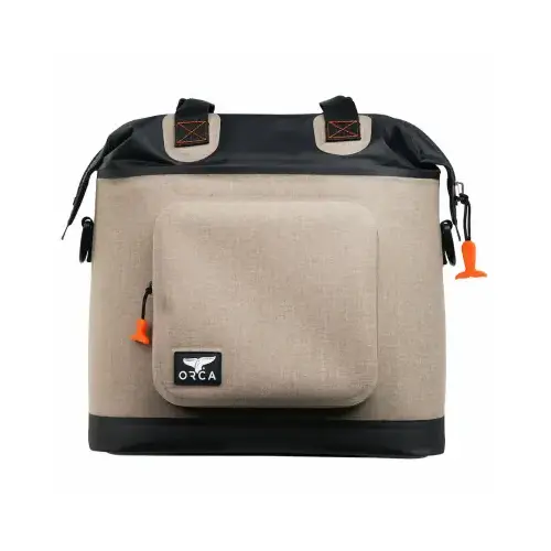 Walker Series Tote Cooler, 15 in L, 9-1/2 in W, 50 lb Capacity, Tan, 24 hr Ice Retention