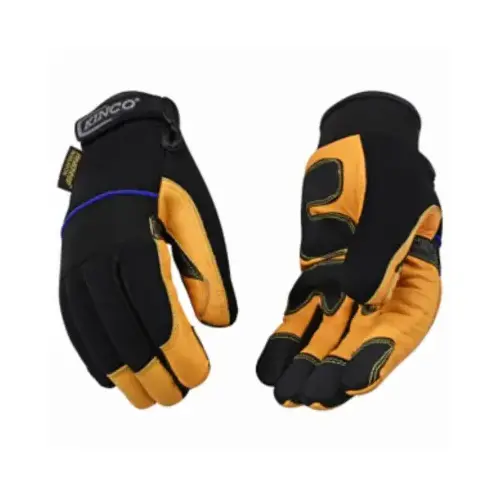 Safety Gloves, Men's, M, Wing Thumb, Hook and Loop Cuff, Polyester/Spandex Back, Gold Pair Safety Gloves, Men's, M, Wing Thumb, Hook and Loop Cuff, Polyester/Spandex Back, Gold Pair