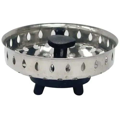 Basket Strainer, 3-1/16 in Dia, Stainless Steel, Chrome, For: 3-1/4 in Drain Opening Sink Basket Strainer, 3-1/16 in Dia, Stainless Steel, Chrome, For: 3-1/4 in Drain Opening Sink
