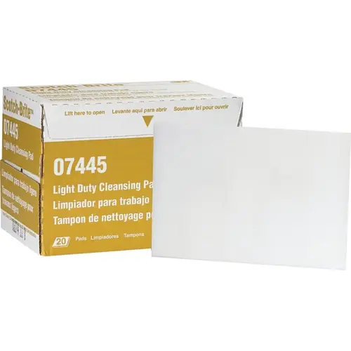 Hand Pad, 9 in L, 6 in W, Super Fine, Aluminum Silicate Abrasive White Hand Pad, 9 in L, 6 in W, Super Fine, Aluminum Silicate Abrasive White