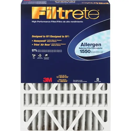 Electrostatic Air Filter, 25 in L, 16 in W, 12 MERV, 97 % Filter Efficiency, Microfiber Filter Media