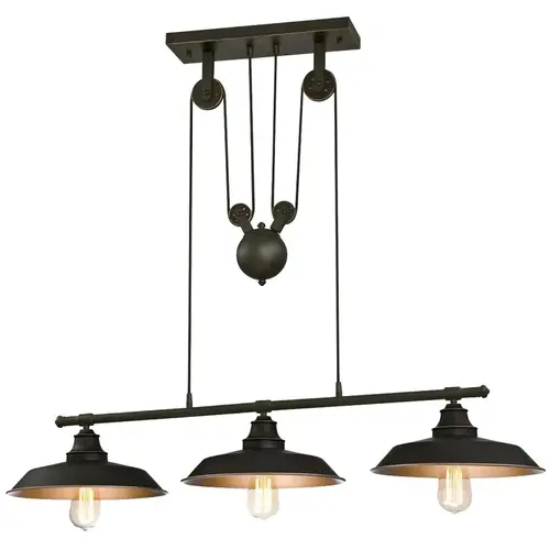 00 Pulley Pendant Light, 3-Lamp, Oil-Rubbed Bronze Fixture 00 Pulley Pendant Light, 3-Lamp, Oil-Rubbed Bronze Fixture