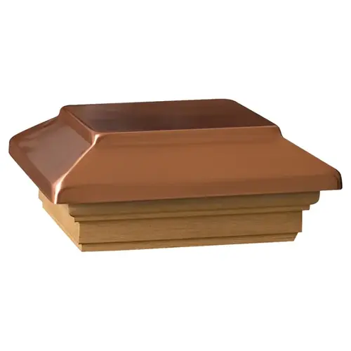 6 In. x 6 In. Plastic Top, Cedar Base Press-On Post Cap Copper
