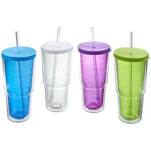 Arrow Plastic 00015-XCP4 Travel Tumbler, 24 oz Capacity, Plastic, Insulated - pack of 4