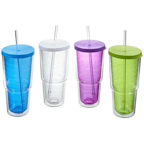 Travel Tumbler, 24 oz Capacity, Plastic, Insulated