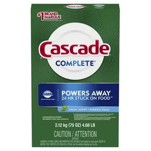 CASCADE 33836 Dishwasher Detergent, 75 oz, Powder, Scented, White