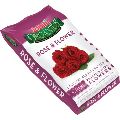 Rose and Flower Organic Plant Food Fertilizer with Biozome, 16 lb, Granular, 3-4-3 N-P-K Ratio Brown Rose and Flower Organic Plant Food Fertilizer with Biozome, 16 lb, Granular, 3-4-3 N-P-K Ratio Brown