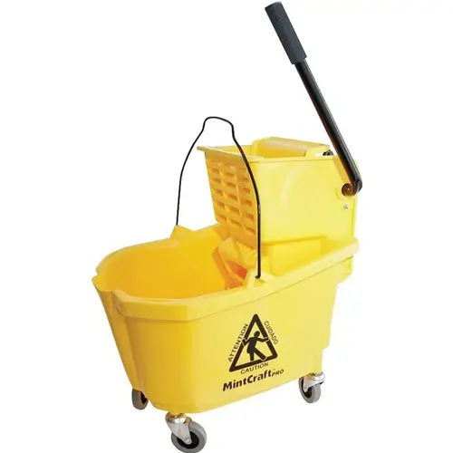 Mop Bucket with Ringer, 32 qt Capacity, Plastic Bucket/Pail, Plastic Wringer, Yellow Mop Bucket with Ringer, 32 qt Capacity, Plastic Bucket/Pail, Plastic Wringer, Yellow