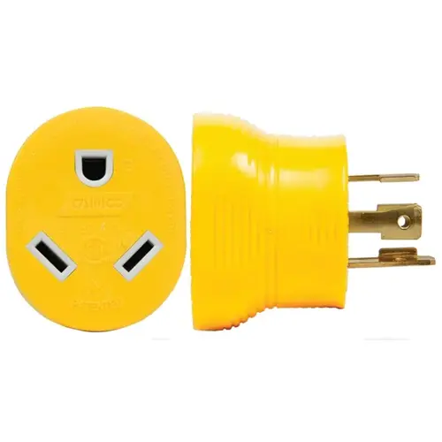 Adapter, 30 A Female, 30 A Male, 125 V, Male, Female Yellow Adapter, 30 A Female, 30 A Male, 125 V, Male, Female Yellow