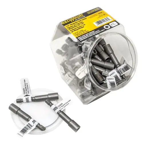 Isomax Series Nutsetter, 2-9/16 in L Dimensions, Magnetic, Steel, 1/4 in Hex Drive - pack of 50 Isomax Series Nutsetter, 2-9/16 in L Dimensions, Magnetic, Steel, 1/4 in Hex Drive - pack of 50