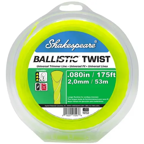 Ballistic Trimmer Twist Line, 0.08 in Dia, 175 ft L Green