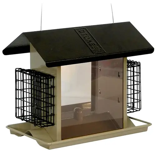 Large Bird Hopper Feeder, 8 lb, Metal/Plexiglas, 10.9 in H Hammered Copper