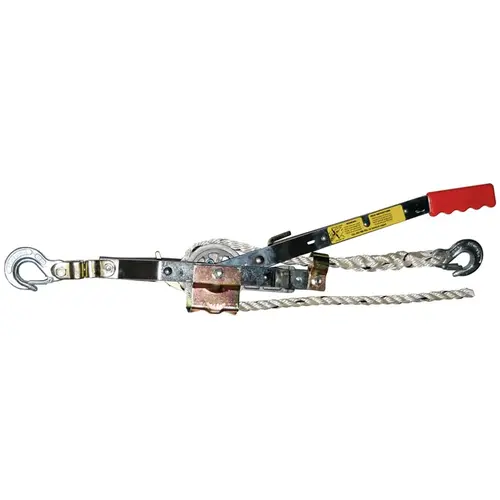 Rope Puller, 0.75 ton Lifting, 1500 lb Pull Force, 8 in Mini Between Hooks, 1/2 in Dia Rope/Cable Zinc