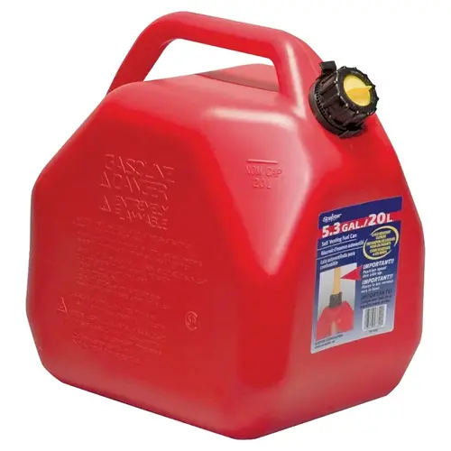 Gas Can, 5.3 gal Capacity, Polyethylene, Red Gas Can, 5.3 gal Capacity, Polyethylene, Red