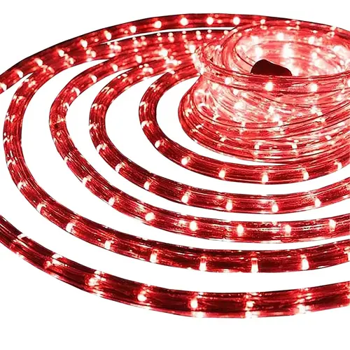 Rope Light, 18 ft L, 120 V, 144-Lamp, Red Light, LED Lamp