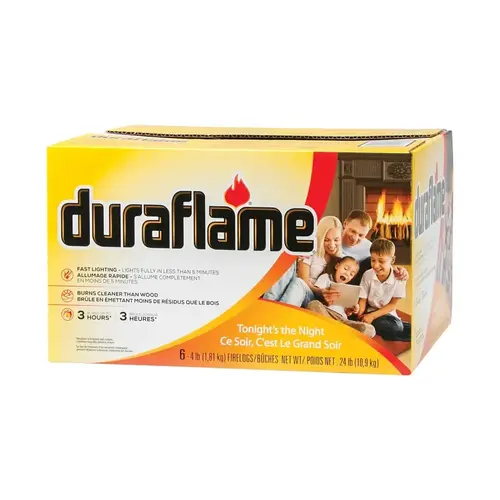 DURAFLAME Firelog, 4 lb, 3 hr Burn Time - pack of 6 DURAFLAME Firelog, 4 lb, 3 hr Burn Time - pack of 6