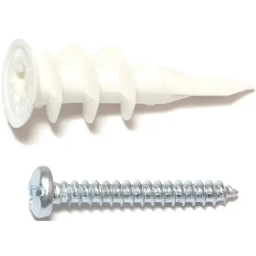 Wall Anchor with Screw, #8 Thread, 1-1/4 in L, Plastic Wall Anchor with Screw, #8 Thread, 1-1/4 in L, Plastic