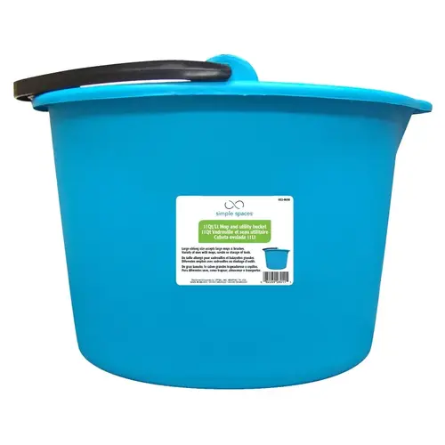 Mop Bucket, 11 qt Capacity, Oblong, Recycle Polypropylene Bucket/Pail, Aqua