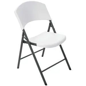 LIFETIME PRODUCTS INC 2810 Folding Chair, Steel Frame, Polyethylene Tabletop, Gray/White