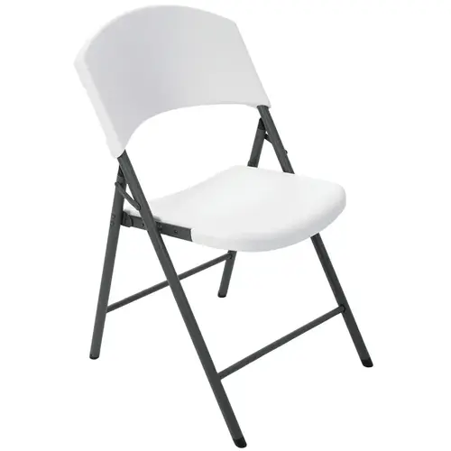 Folding Chair, Steel Frame, Polyethylene Tabletop, Gray/White