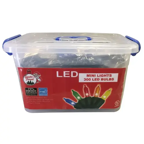 Light Set, Christmas Lights, 125 V, 120 W, 300-Lamp, LED Lamp, Multi-Color Lamp, 10 ft L Light Set, Christmas Lights, 125 V, 120 W, 300-Lamp, LED Lamp, Multi-Color Lamp, 10 ft L