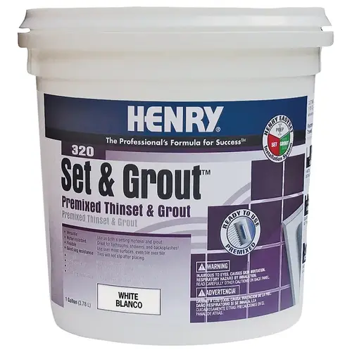 Set&Grout Adhesive and Grout, Paste, White, 1 gal Tub - pack of 4 Set&Grout Adhesive and Grout, Paste, White, 1 gal Tub - pack of 4