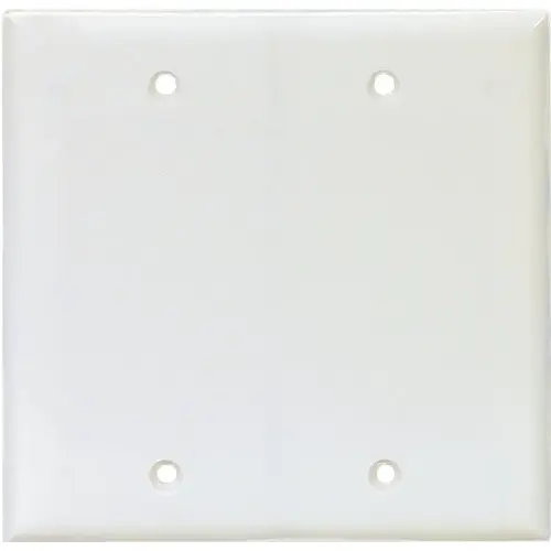 Wallplate, 8 in L, 1/4 in W, 2 -Gang, Polycarbonate, White, High-Gloss, Box Mounting Wallplate, 8 in L, 1/4 in W, 2 -Gang, Polycarbonate, White, High-Gloss, Box Mounting