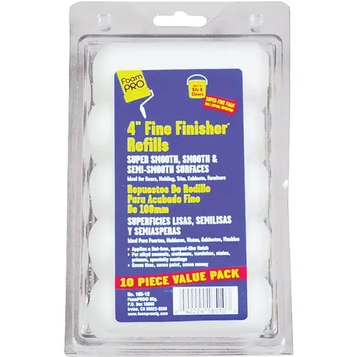 Roller Refill, 3/8 in Thick Nap, 4 in L, Foam Cover - pack of 10 Roller Refill, 3/8 in Thick Nap, 4 in L, Foam Cover - pack of 10