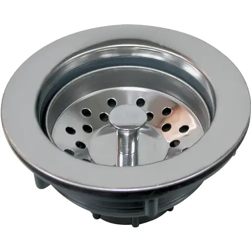 Basket Strainer, 4.3 in Dia, For: 3-1/2 to 4 in Dia Opening Sink Stainless Steel Basket Strainer, 4.3 in Dia, For: 3-1/2 to 4 in Dia Opening Sink Stainless Steel