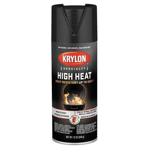 High Heat Spray Paint Satin Black 12 oz Black - pack of 6 High Heat Spray Paint Satin Black 12 oz Black - pack of 6