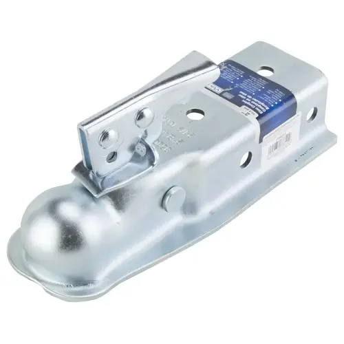 Trailer Coupler, 3500 lb Towing, 2 in Trailer Ball, Lever Latch, Steel Silver Trailer Coupler, 3500 lb Towing, 2 in Trailer Ball, Lever Latch, Steel Silver