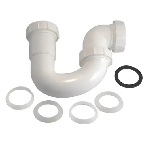 Swivel P-Trap, 1-1/2 in, Slip, Plastic, White Swivel P-Trap, 1-1/2 in, Slip, Plastic, White