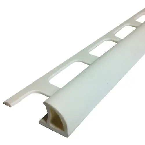 Bullnose Tile Edge, 8 ft L, 1-3/8 in W, PVC, White Bullnose Tile Edge, 8 ft L, 1-3/8 in W, PVC, White