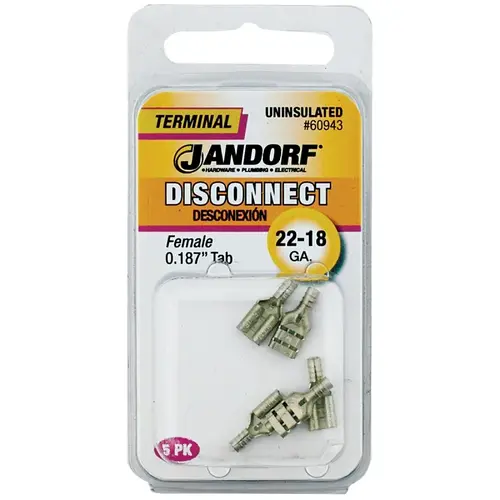 Disconnect Terminal, 22 to 18 AWG Wire, Copper Contact Disconnect Terminal, 22 to 18 AWG Wire, Copper Contact