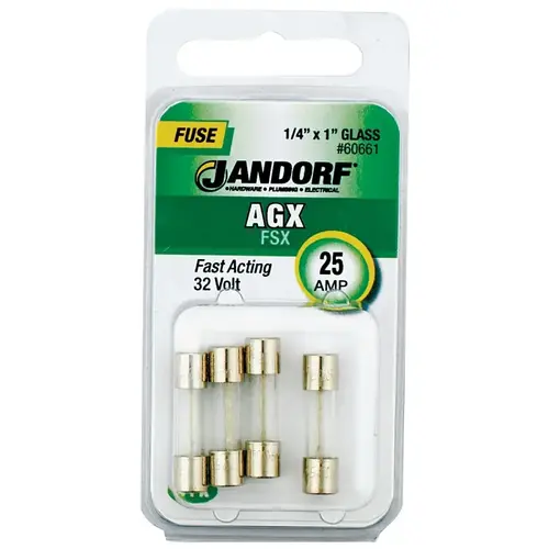Fast Acting Fuse, 25 A, 32 V, 100, 1000 A Interrupt, Glass Body Fast Acting Fuse, 25 A, 32 V, 100, 1000 A Interrupt, Glass Body