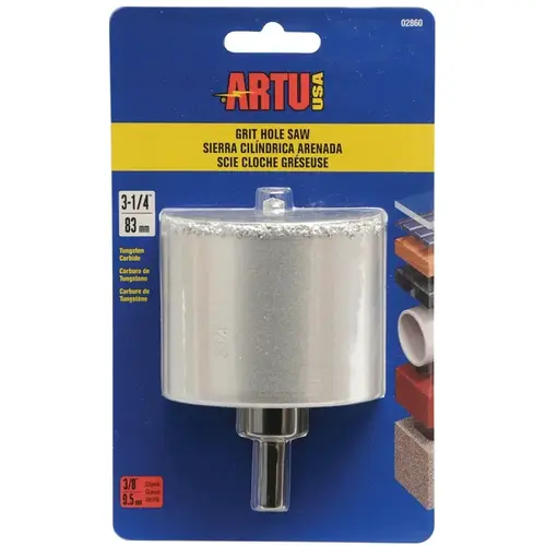 Hole Saw, 3-1/4 in Dia, 2-1/4 in D Cutting, 5/8-18 Arbor, Tungsten Carbide Cutting Edge Hole Saw, 3-1/4 in Dia, 2-1/4 in D Cutting, 5/8-18 Arbor, Tungsten Carbide Cutting Edge