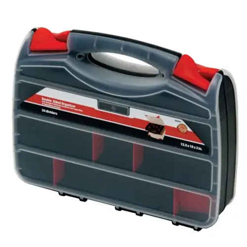 Double-Sided Organizer, 12-1/4 in L, 10-1/4 in W, 3 in H, 22-Compartment, Black