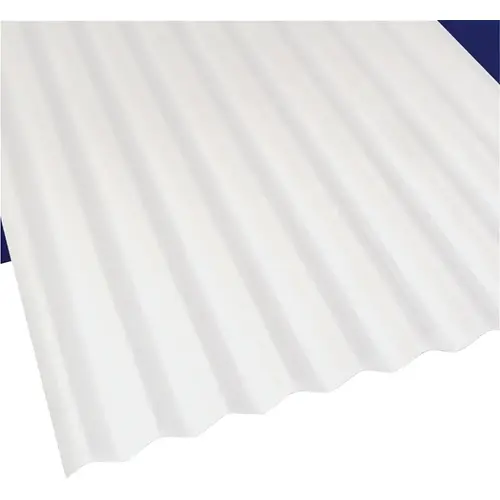 Corrugated Roofing Panel, 8 ft L, 26 in W, PVC, White Corrugated Roofing Panel, 8 ft L, 26 in W, PVC, White