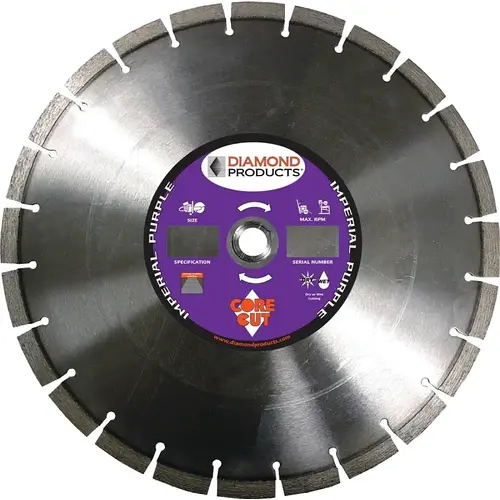 Circular Saw Blade, 14 in Dia, Universal Arbor, Diamond Cutting Edge Circular Saw Blade, 14 in Dia, Universal Arbor, Diamond Cutting Edge