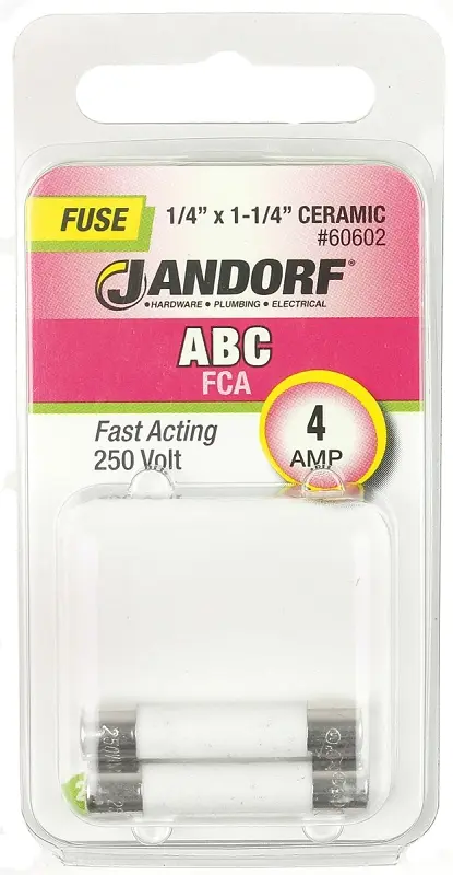 Jandorf Fast Acting Fuse 4 A 250 V 200 A 10 kA Interrupt Ceramic Body Gray 60602
