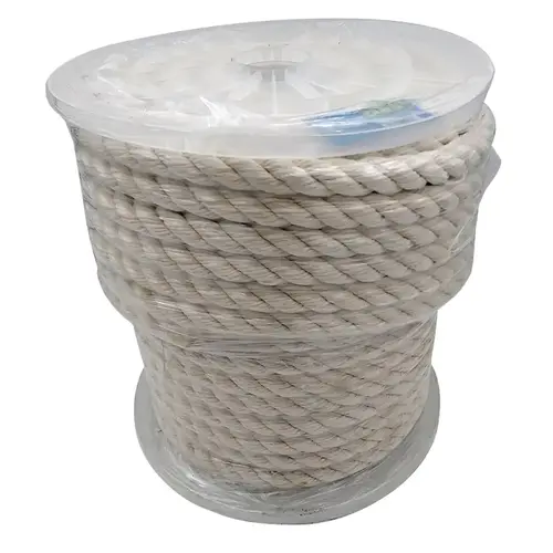 Rope, 5/8 in Dia, 140 ft L, 244 lb Working Load, Cotton, White Rope, 5/8 in Dia, 140 ft L, 244 lb Working Load, Cotton, White
