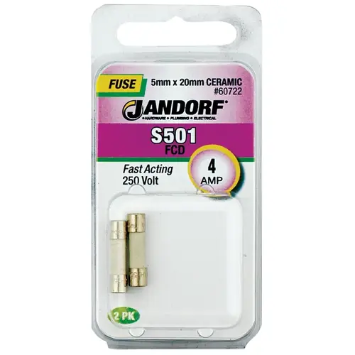 Fast Acting Fuse, 4 A, 250 V, 1500 A Interrupt, Ceramic Body