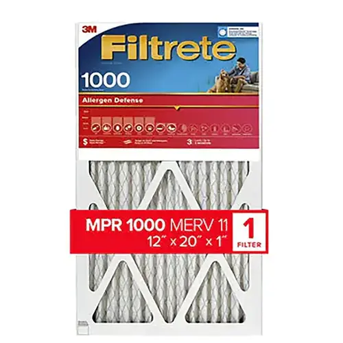 12 In. x 20 In. x 1 In. 1000/1085 MPR Allergen Defense Furnace Filter, MERV 11 12 In. x 20 In. x 1 In. 1000/1085 MPR Allergen Defense Furnace Filter, MERV 11