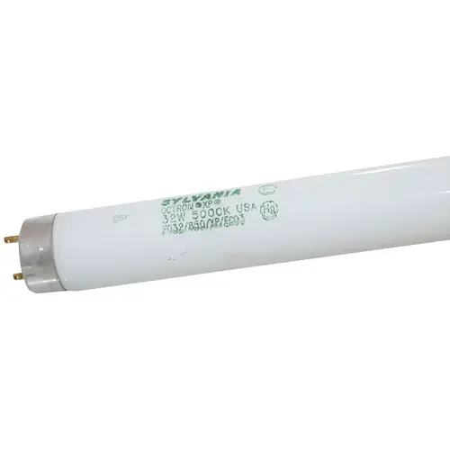Fluorescent Bulb, 32 W, T8 Lamp, Medium G13 Lamp Base, 2820 Lumens, 5000 K Color Temp, Super White Light Fluorescent Bulb, 32 W, T8 Lamp, Medium G13 Lamp Base, 2820 Lumens, 5000 K Color Temp, Super White Light