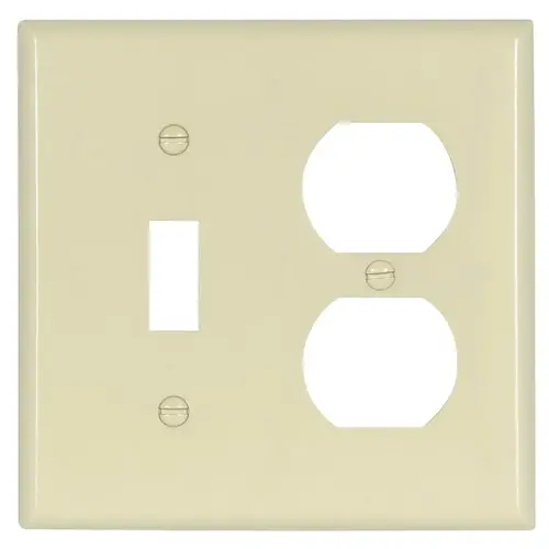 Combination Wallplate, 4-1/2 in L, 4-9/16 in W, 2 -Gang, Thermoset, Light Almond Combination Wallplate, 4-1/2 in L, 4-9/16 in W, 2 -Gang, Thermoset, Light Almond