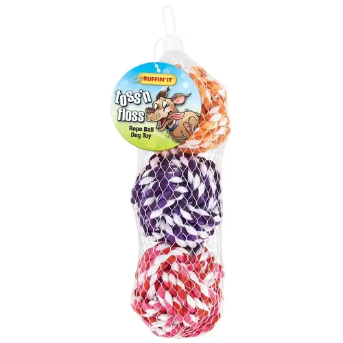 TOY PET ROPE-BALL 3CT Orange/Pink/Purple - pack of 3 TOY PET ROPE-BALL 3CT Orange/Pink/Purple - pack of 3