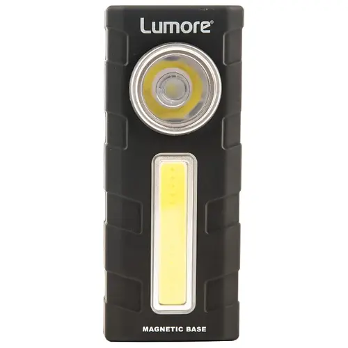 LUMORE 2-in-1 Work Light with Magnetic Clip Hook, 2-Lamp, LED Lamp, 300, 250 Lumens, Black LUMORE 2-in-1 Work Light with Magnetic Clip Hook, 2-Lamp, LED Lamp, 300, 250 Lumens, Black