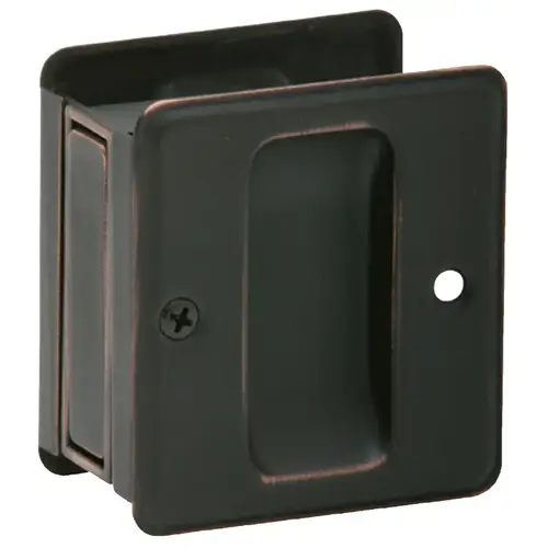 Pocket Door Pull, 2-1/2 in W, 2-3/4 in H, Brass, Aged Bronze Pocket Door Pull, 2-1/2 in W, 2-3/4 in H, Brass, Aged Bronze