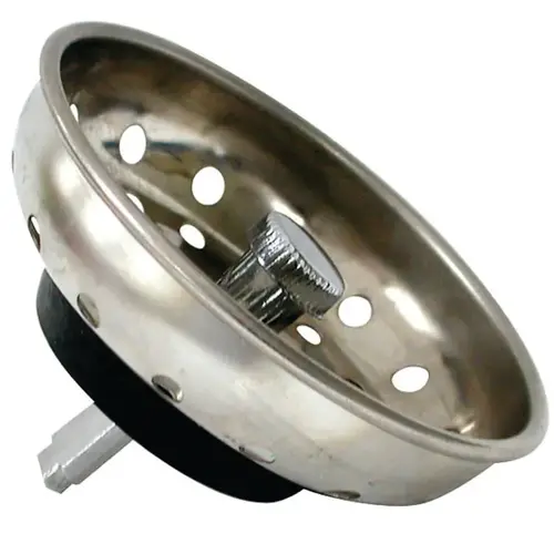 Basket Strainer with Pin, 3-1/4 in Dia, Stainless Steel, Chrome, For: 3-1/4 in Drain Opening Sink Basket Strainer with Pin, 3-1/4 in Dia, Stainless Steel, Chrome, For: 3-1/4 in Drain Opening Sink